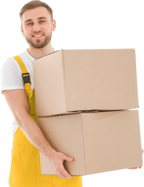 Avondale Moving Company mover holding boxes 