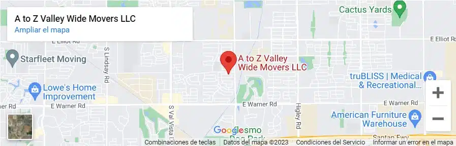 A to Z Valley Wide Movers map